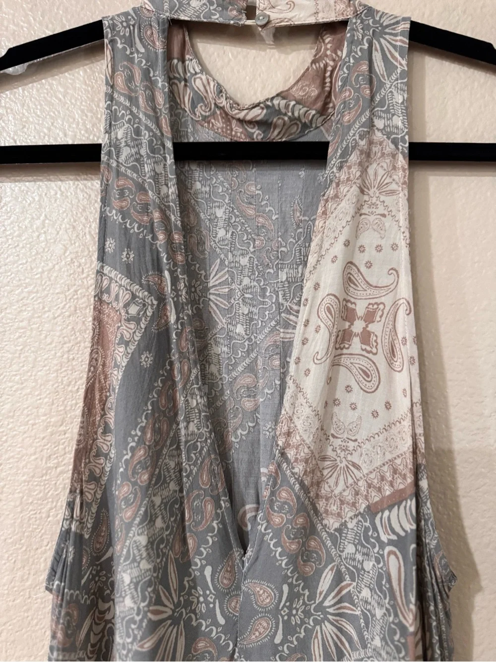 Intimately Free People Patchwork Paisley High Neck Mini Dress Tunic Boho SP